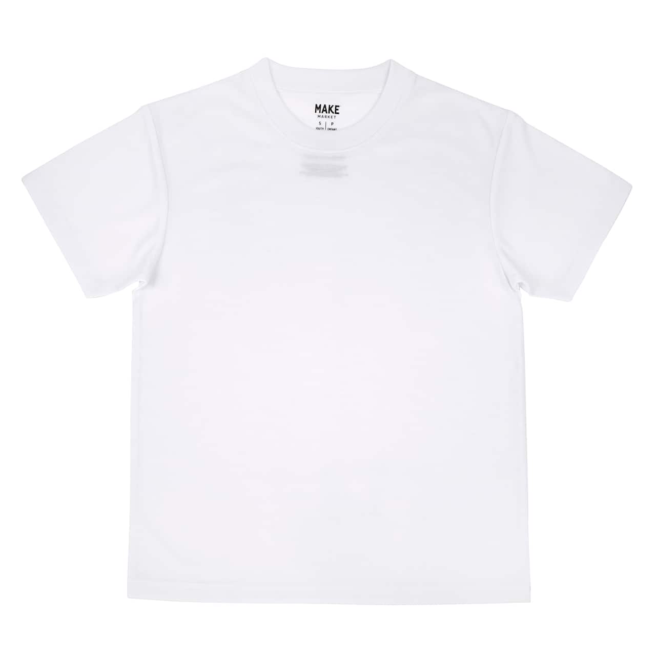 White Youth Polyester Crew Neck T-Shirt by Make Market®